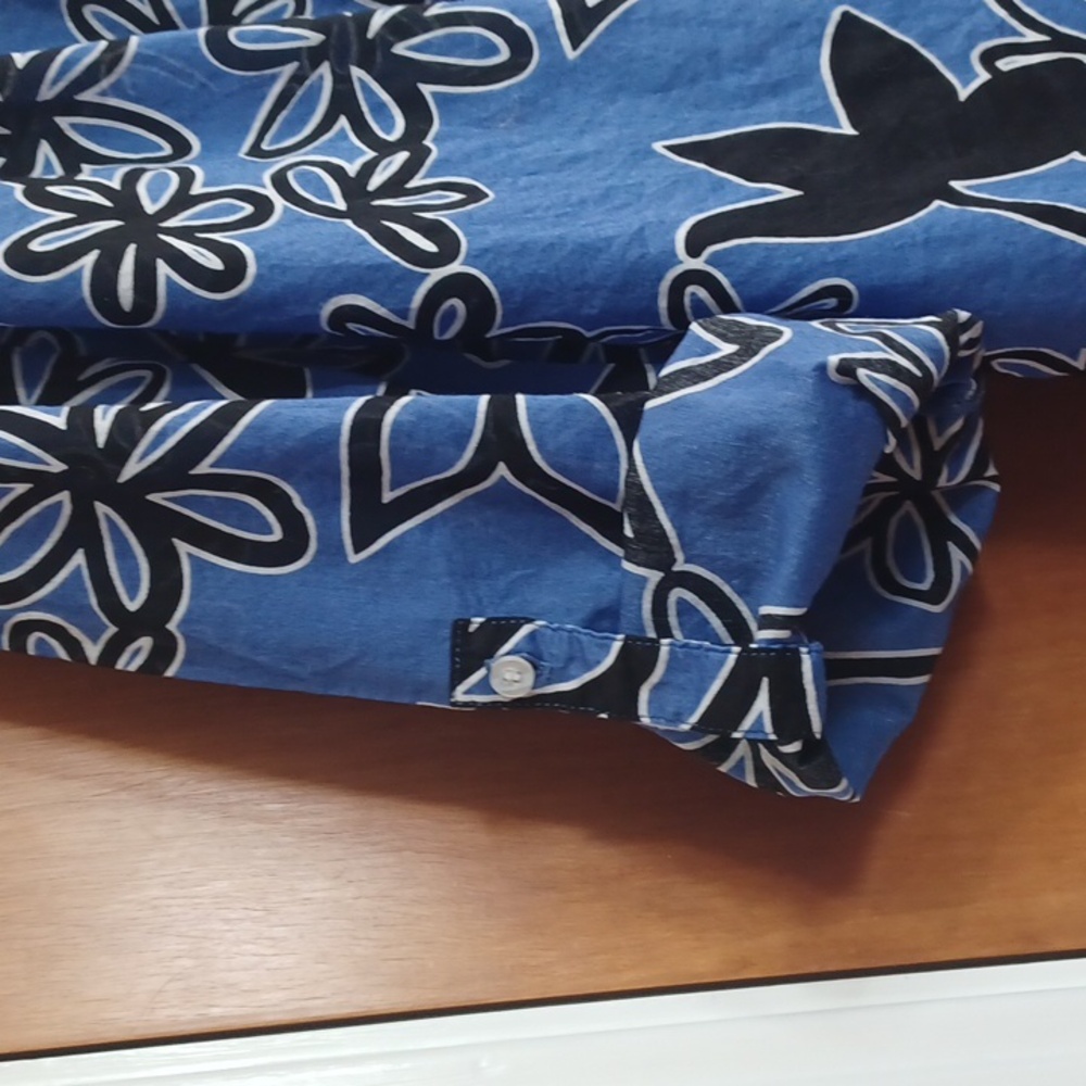 Westbound Blue & Black Floral 100% Cotton Blouse Sz.PXL.3/4 Sleeves.EUC!24"L. - Picture 4 of 9